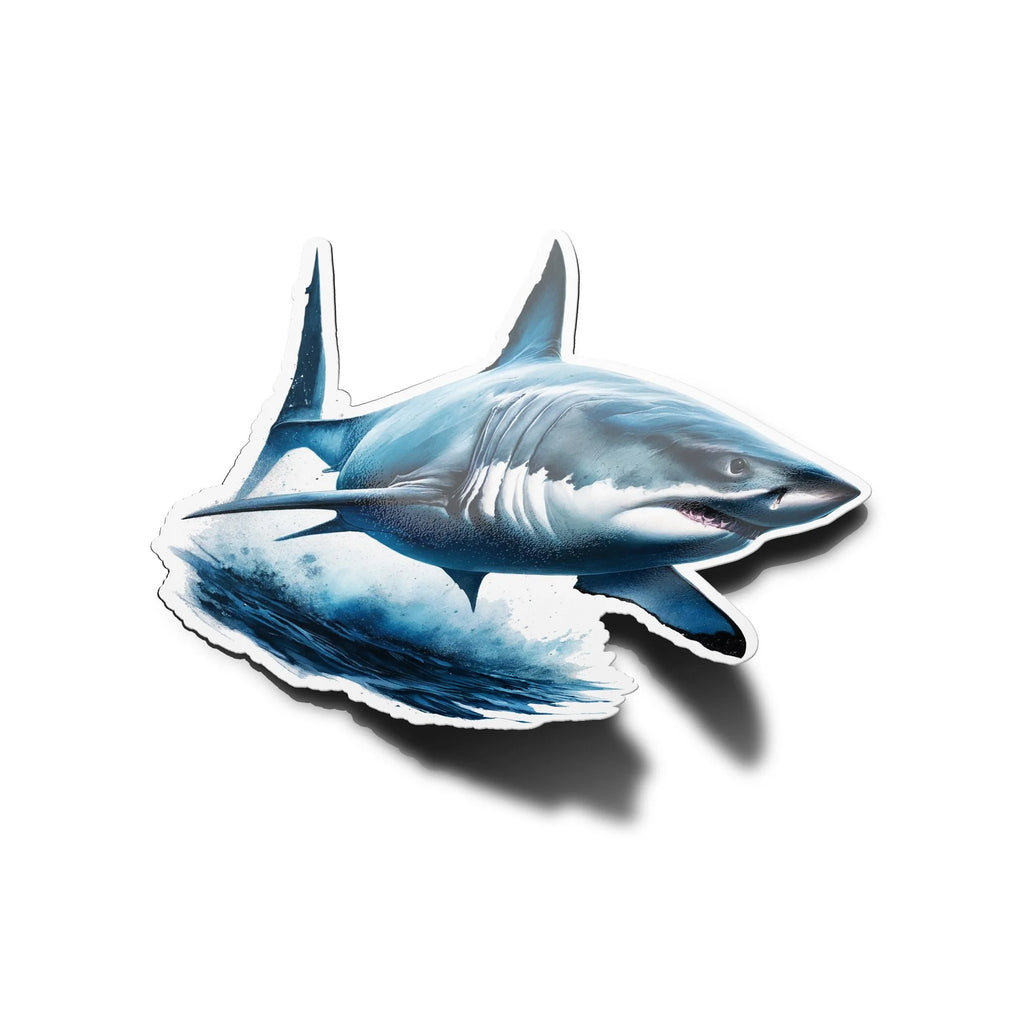 Sticker Vinyle Requin Blanc Puissant - Autocollant Découpé à la Forme, Résistant à l'Eau et aux UV