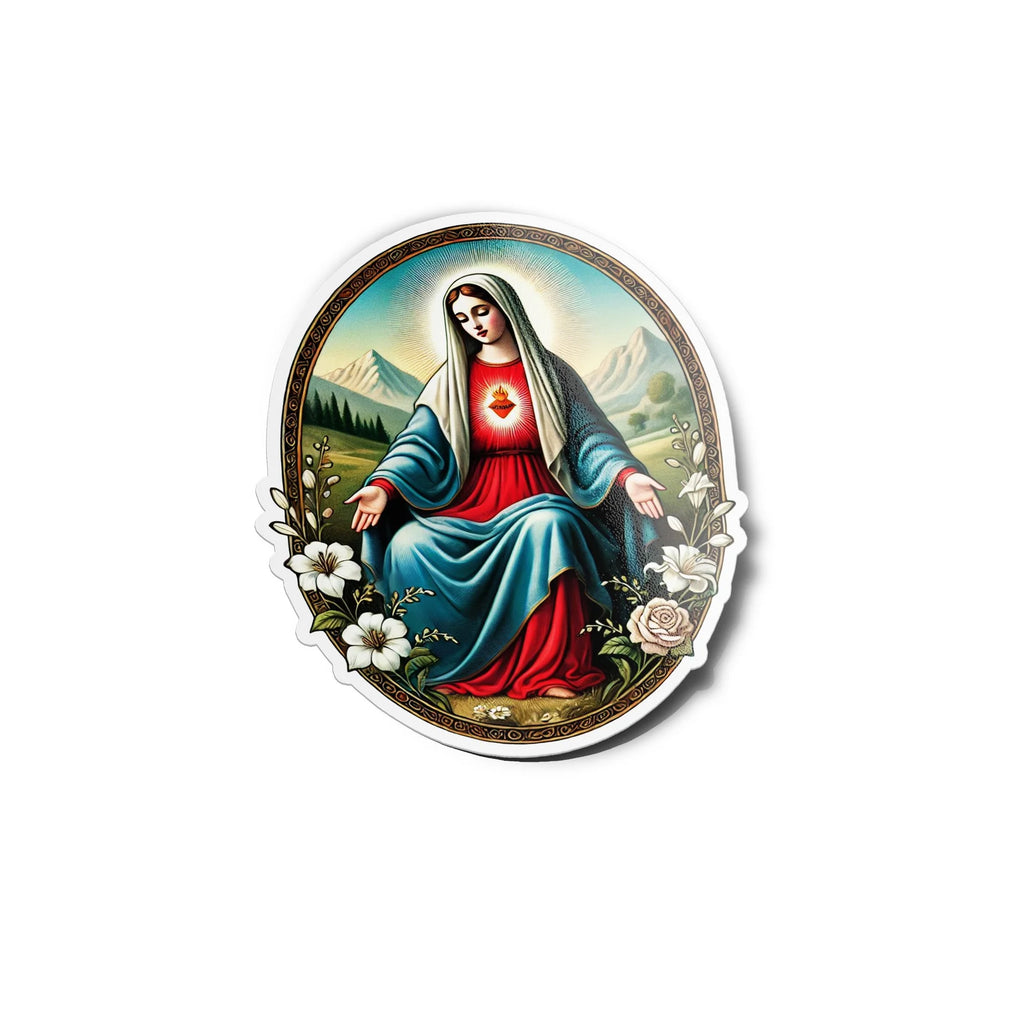 Sticker vinyle Sainte Vierge Marie - Autocollant religieux résistant eau et UV - Icône spirituelle pieuse