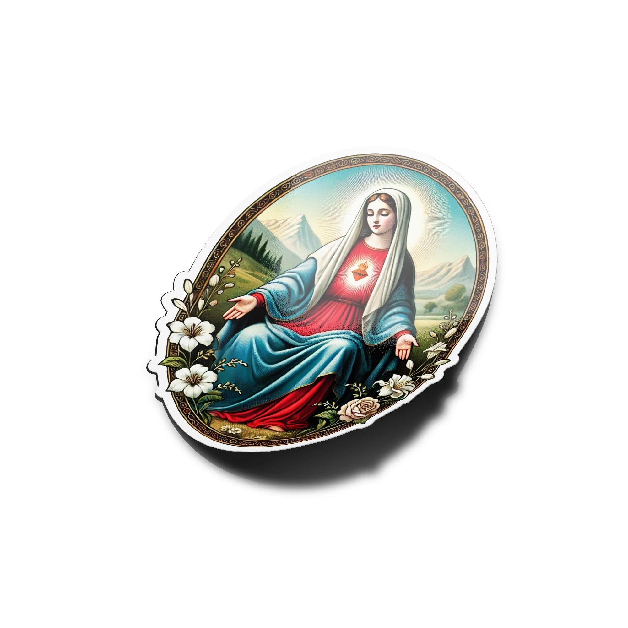 Sticker vinyle Sainte Vierge Marie - Autocollant religieux résistant eau et UV - Icône spirituelle pieuse