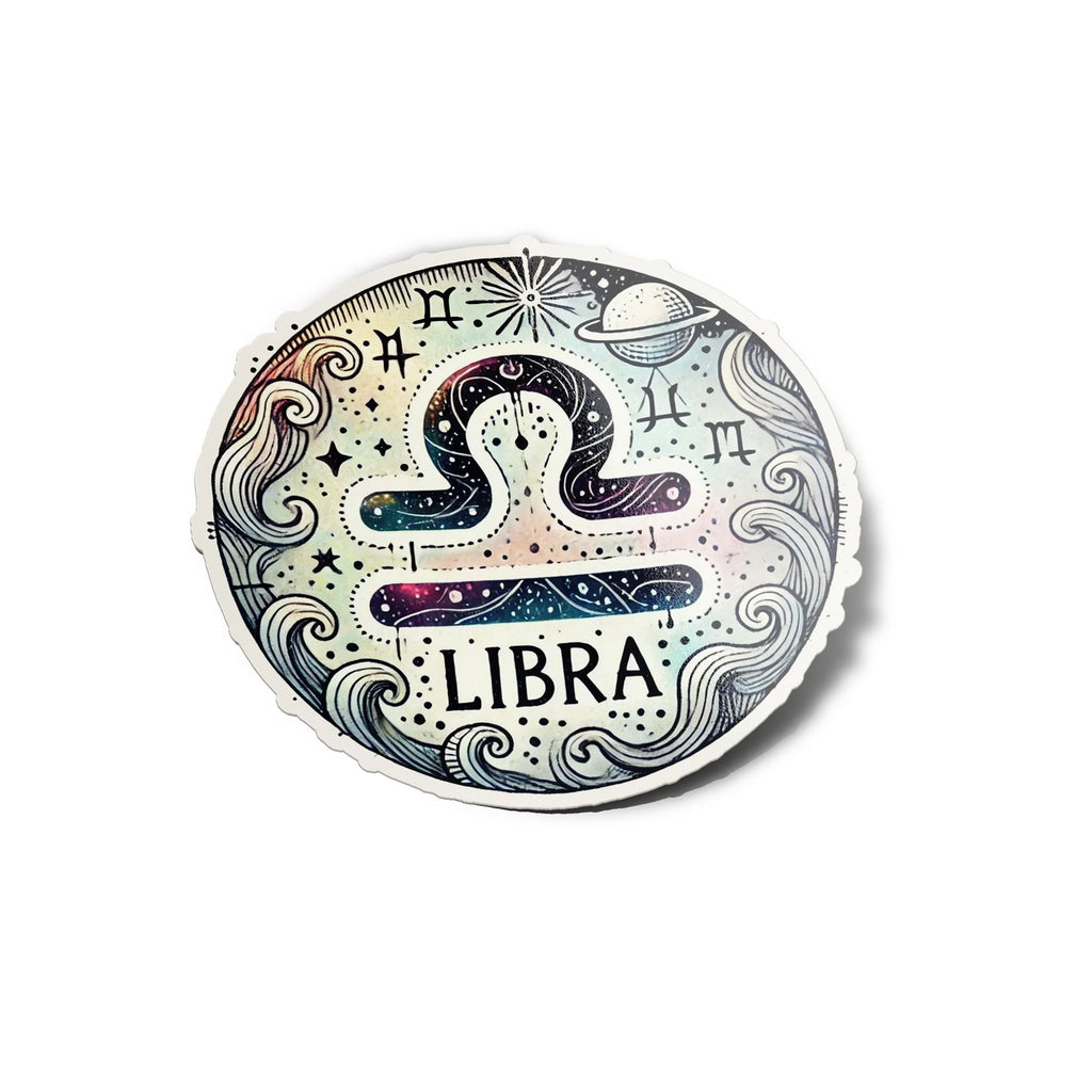 Sticker Vinyle Balance - Signe Astrologique - Découpe à la Forme - Résistant à l'Eau et aux UV - Mystique