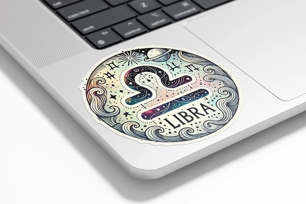 Sticker Vinyle Balance - Signe Astrologique - Découpe à la Forme - Résistant à l'Eau et aux UV - Mystique