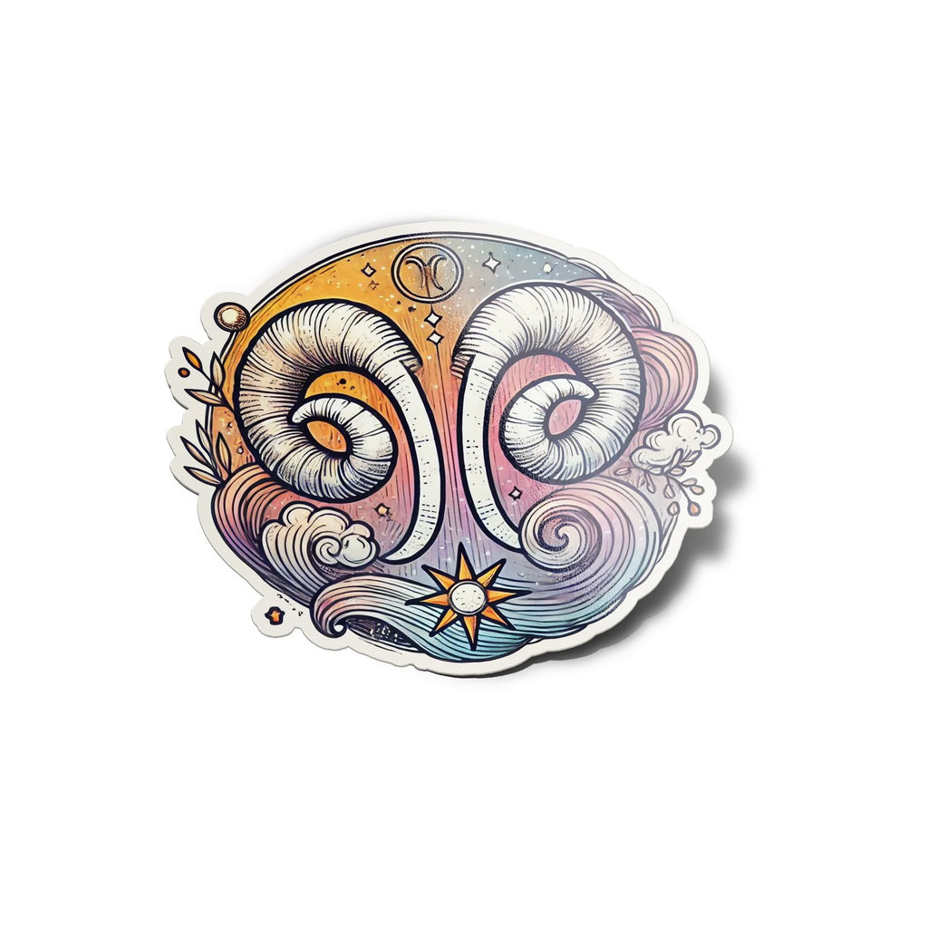 Sticker Vinyle Bélier - Signe Astrologique - Découpe à la Forme - Résistant Eau et UV - Design Mystique
