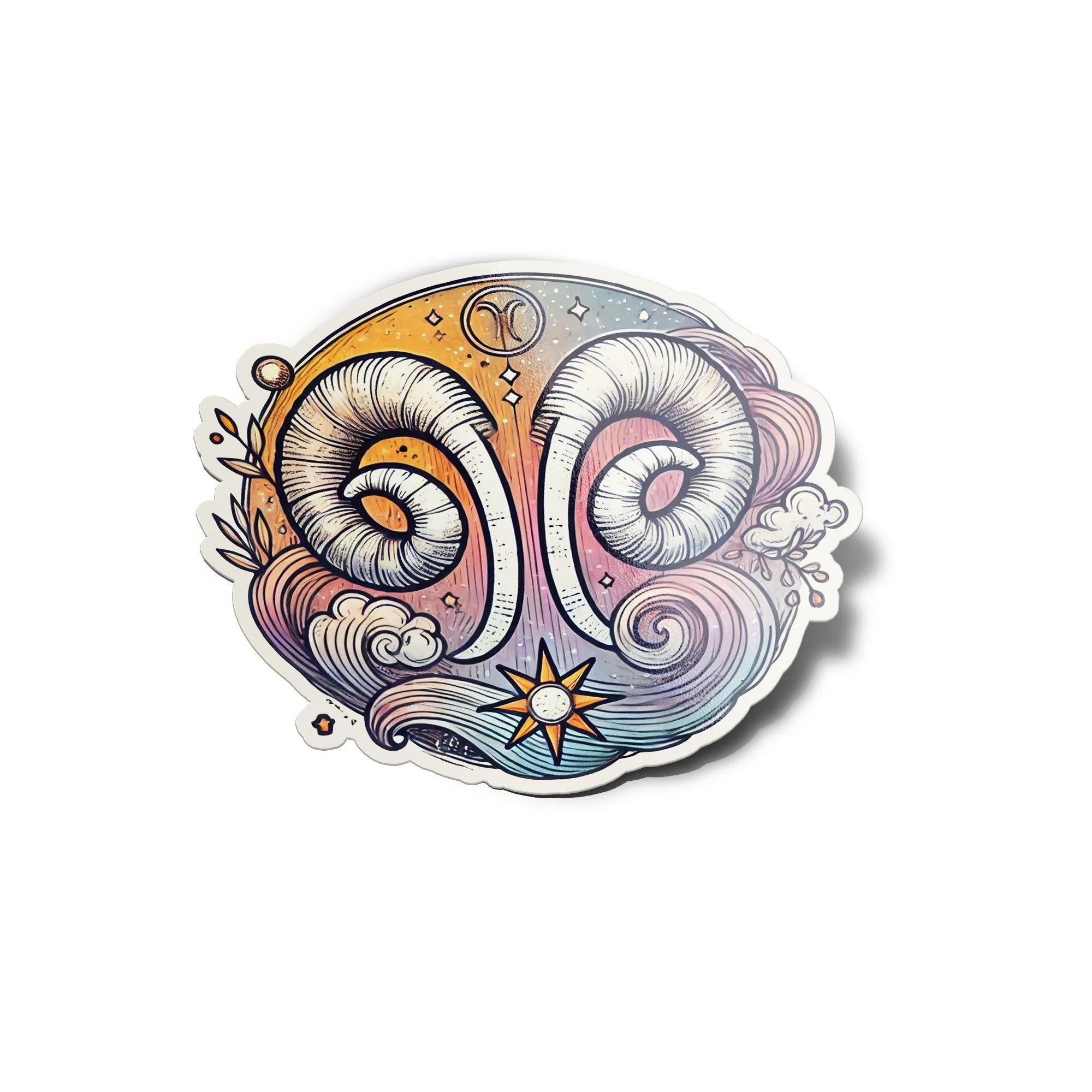 Sticker Vinyle Bélier - Signe Astrologique - Découpe à la Forme - Résistant Eau et UV - Design Mystique