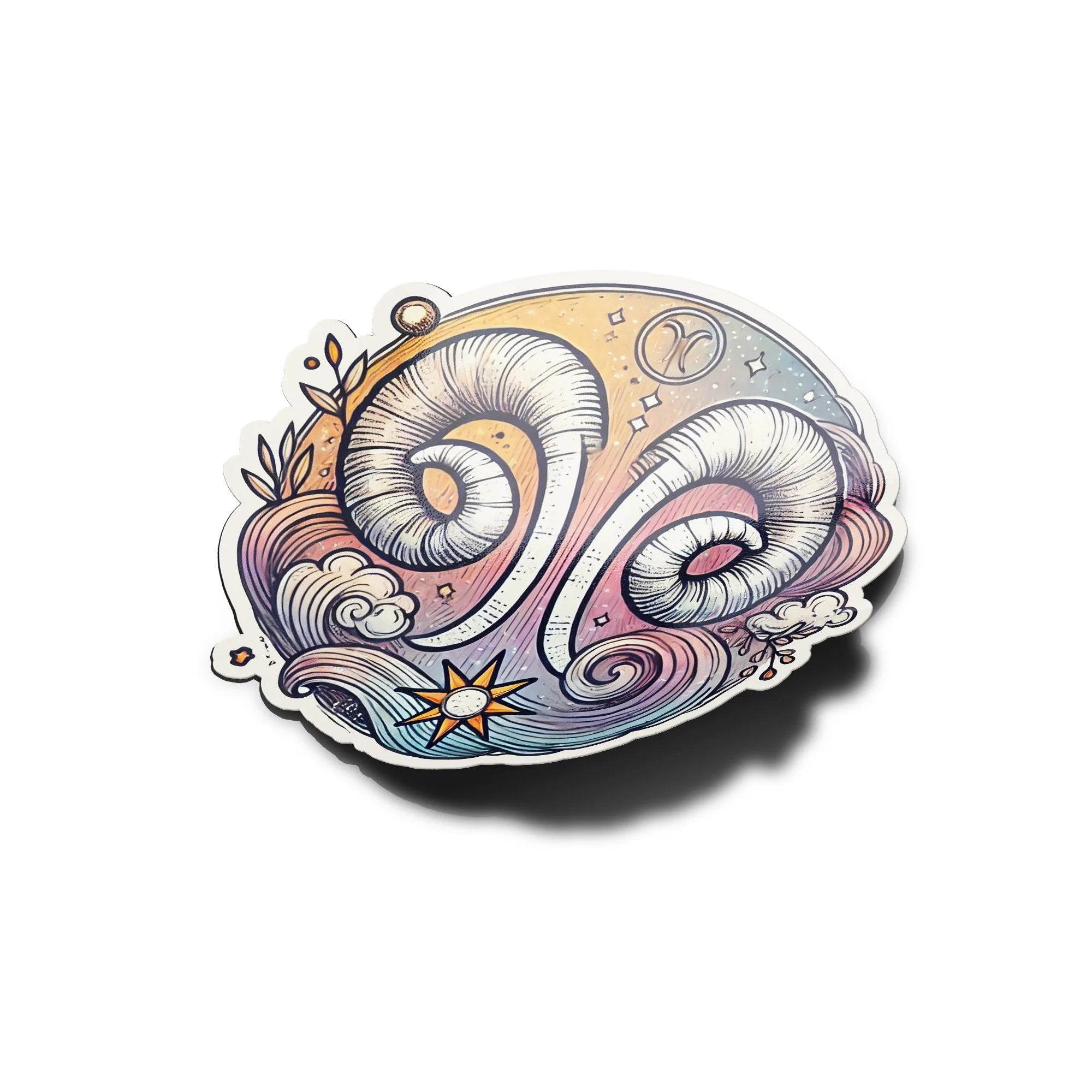 Sticker Vinyle Bélier - Signe Astrologique - Découpe à la Forme - Résistant Eau et UV - Design Mystique