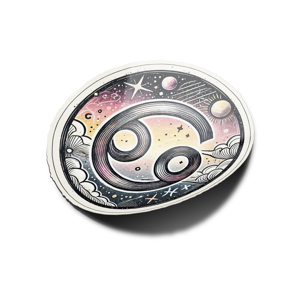 Sticker Vinyle Cancer - Signe Astrologique - Découpe à la Forme - Résistant Eau et UV - Design Mystique