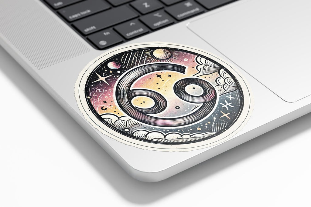 Sticker Vinyle Cancer - Signe Astrologique - Découpe à la Forme - Résistant Eau et UV - Design Mystique