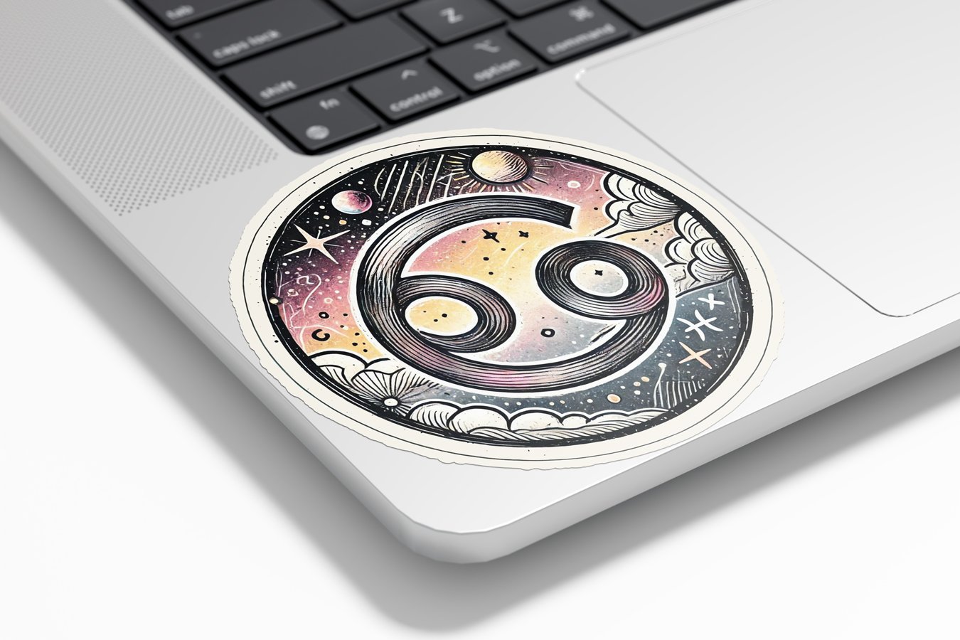Sticker Vinyle Cancer - Signe Astrologique - Découpe à la Forme - Résistant Eau et UV - Design Mystique
