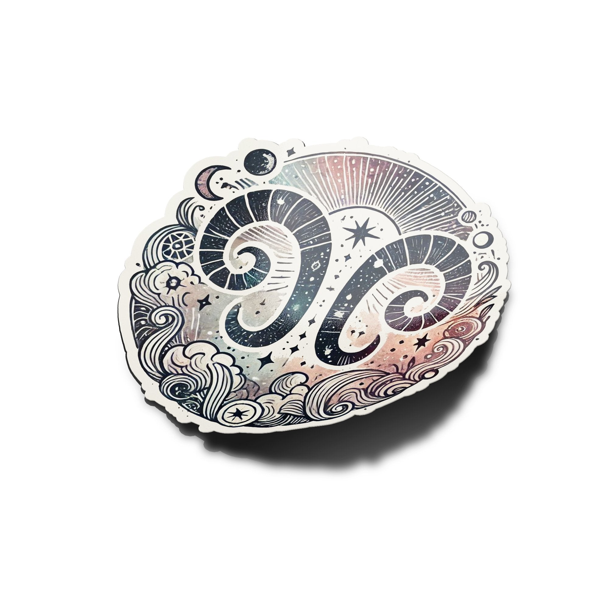 Sticker Vinyle Capricorne - Signe Astrologique - Découpe à la Forme - Résistant Eau et UV - Design Mystique