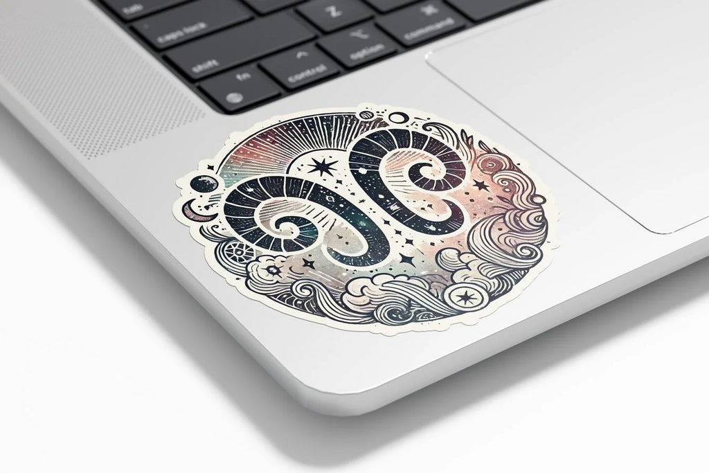 Sticker Vinyle Capricorne - Signe Astrologique - Découpe à la Forme - Résistant Eau et UV - Design Mystique