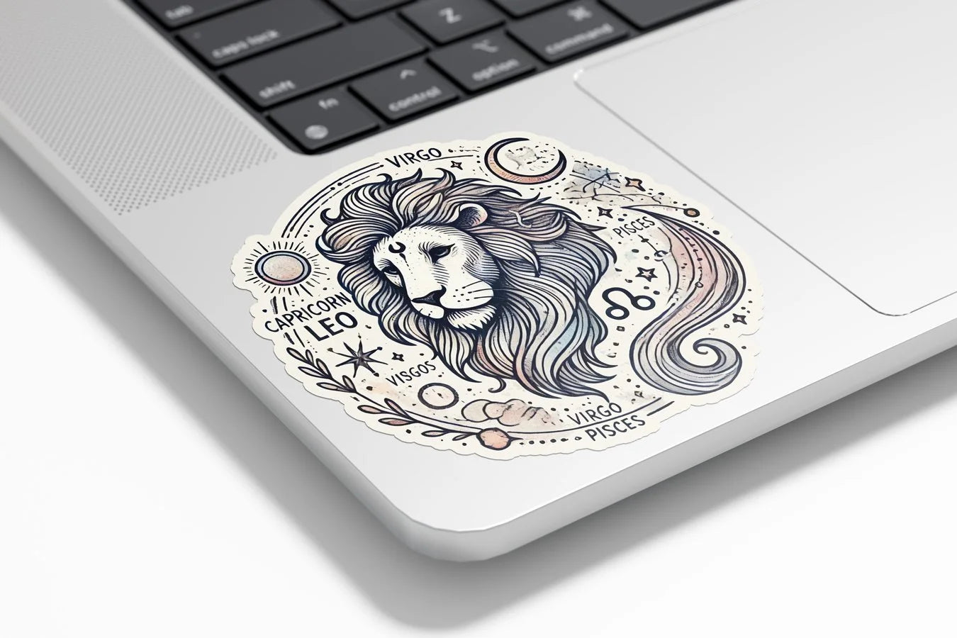 Sticker Vinyle Lion - Signe Astrologique - Découpe à la Forme - Résistant Eau et UV - Design Mystique