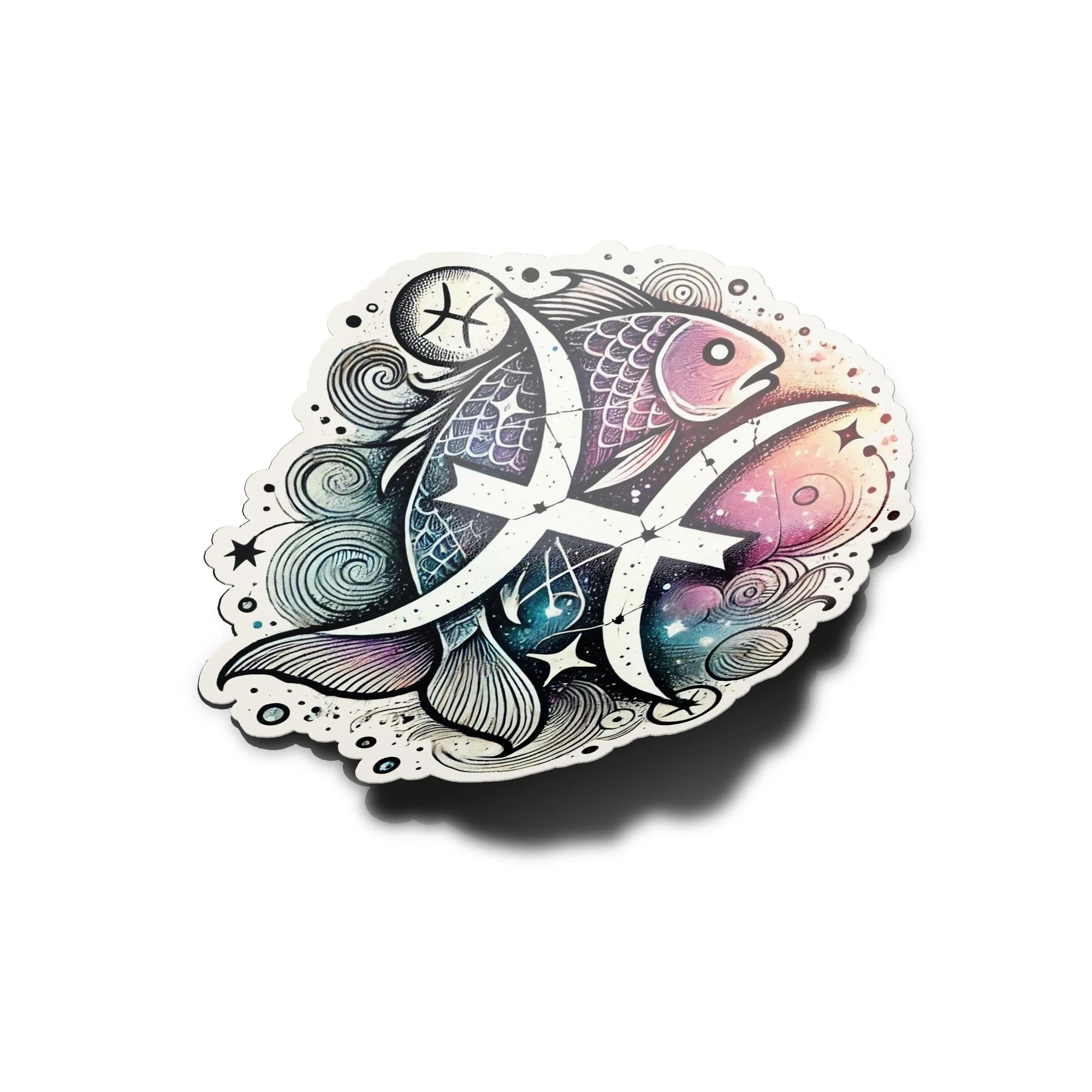 Sticker Vinyle Poissons - Signe Astrologique - Découpe à la Forme - Résistant Eau et UV - Design Mystique