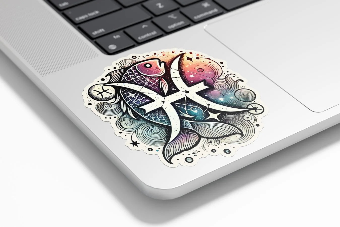 Sticker Vinyle Poissons - Signe Astrologique - Découpe à la Forme - Résistant Eau et UV - Design Mystique