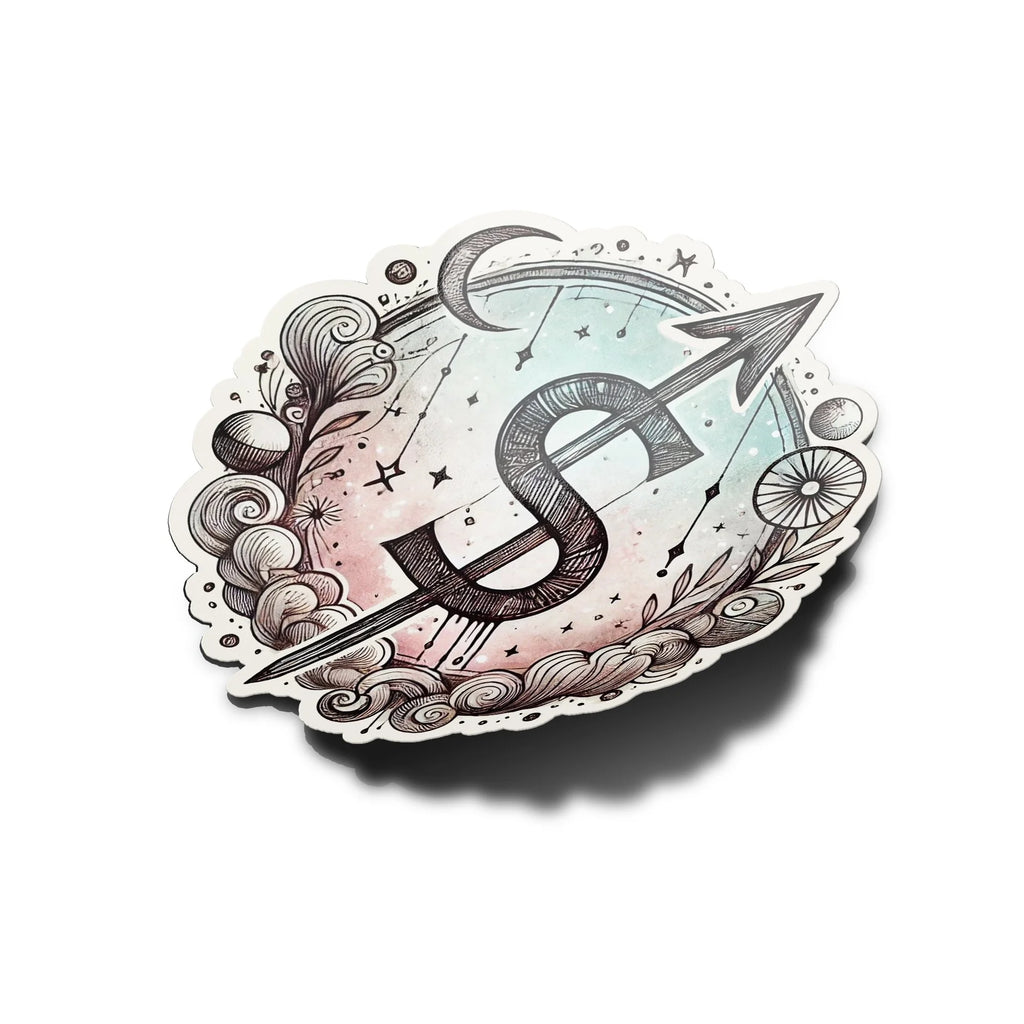 Sticker Vinyle Sagittaire - Signe Astrologique - Découpe à la Forme - Résistant Eau et UV - Design Mystique