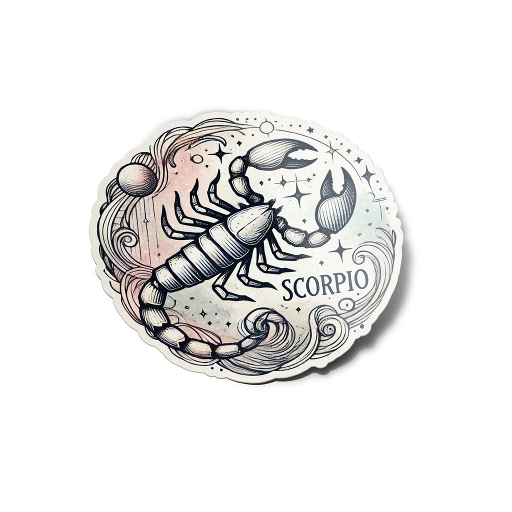 Sticker Vinyle Scorpion - Signe Astrologique - Découpe à la Forme - Résistant Eau et UV - Design Mystique
