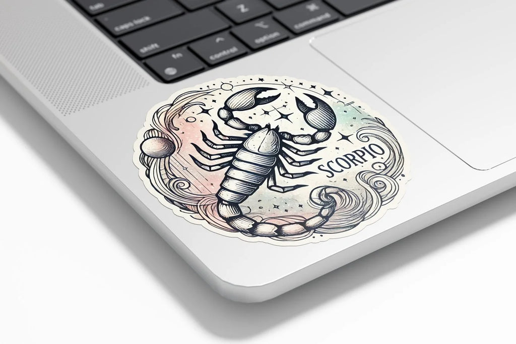 Sticker Vinyle Scorpion - Signe Astrologique - Découpe à la Forme - Résistant Eau et UV - Design Mystique