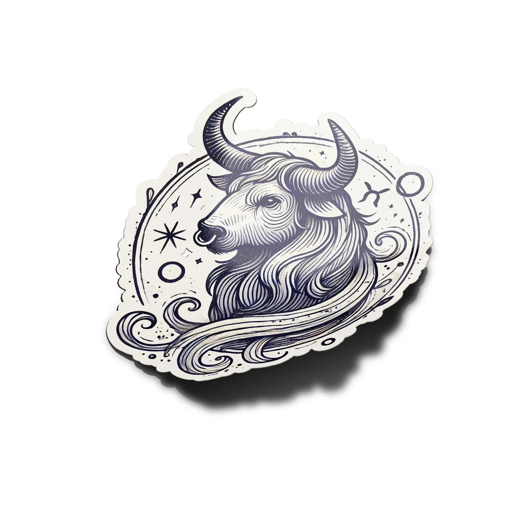Sticker Vinyle Taureau - Signe Astrologique - Découpe à la Forme - Résistant Eau et UV - Design Mystique