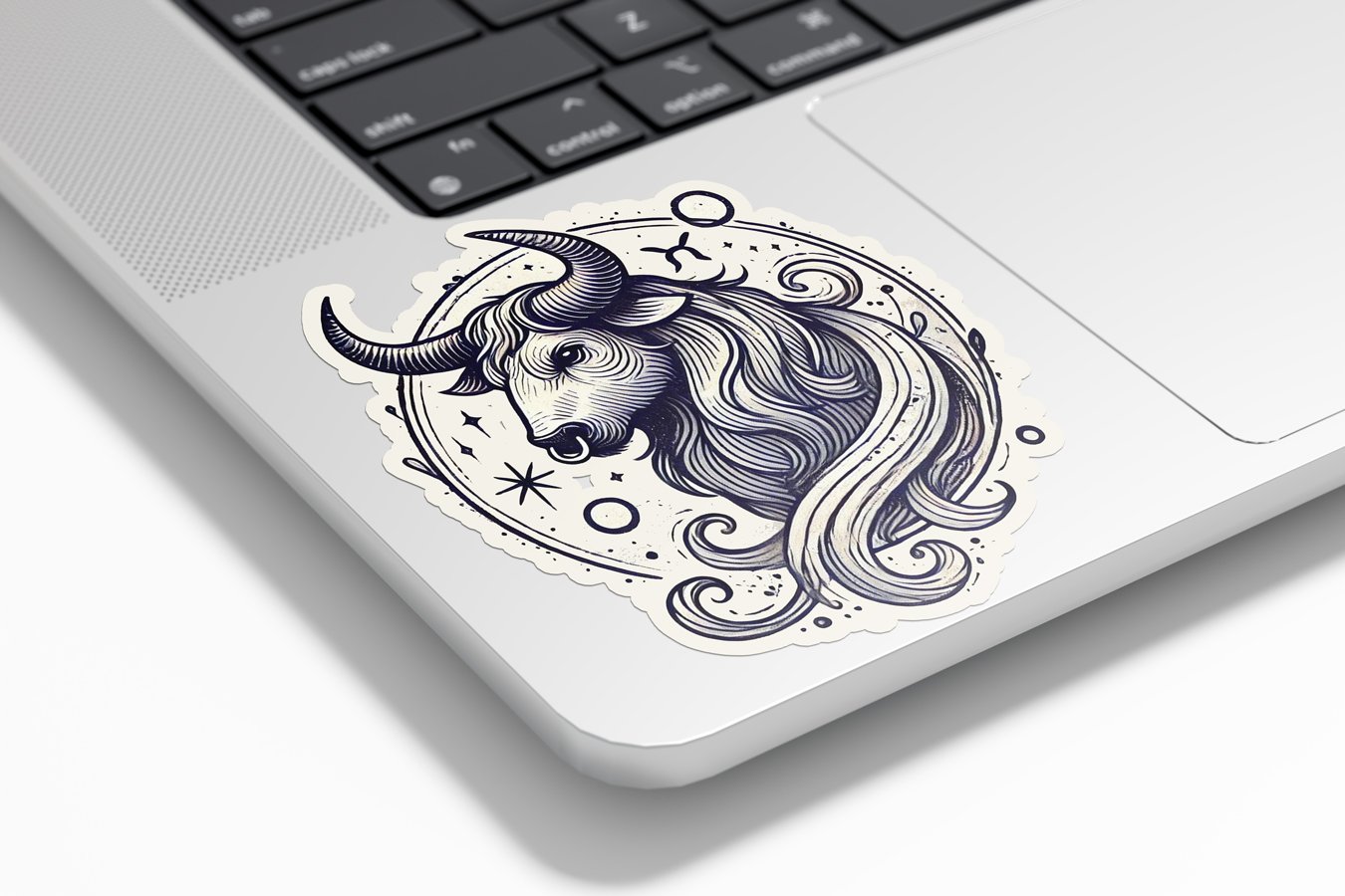 Sticker Vinyle Taureau - Signe Astrologique - Découpe à la Forme - Résistant Eau et UV - Design Mystique