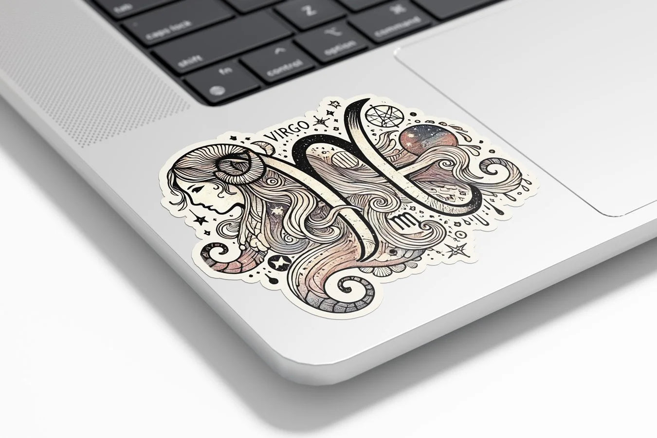 Sticker Vinyle Vierge - Signe Astrologique - Découpe à la Forme - Résistant Eau et UV - Design Mystique