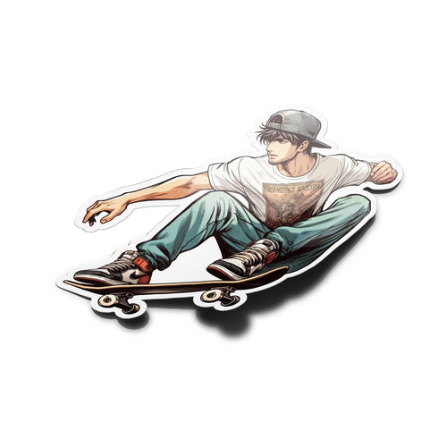 Autocollant vinyle skateur en figure ollie, résistant à l'eau et aux UV, découpe à la forme, style skateboard