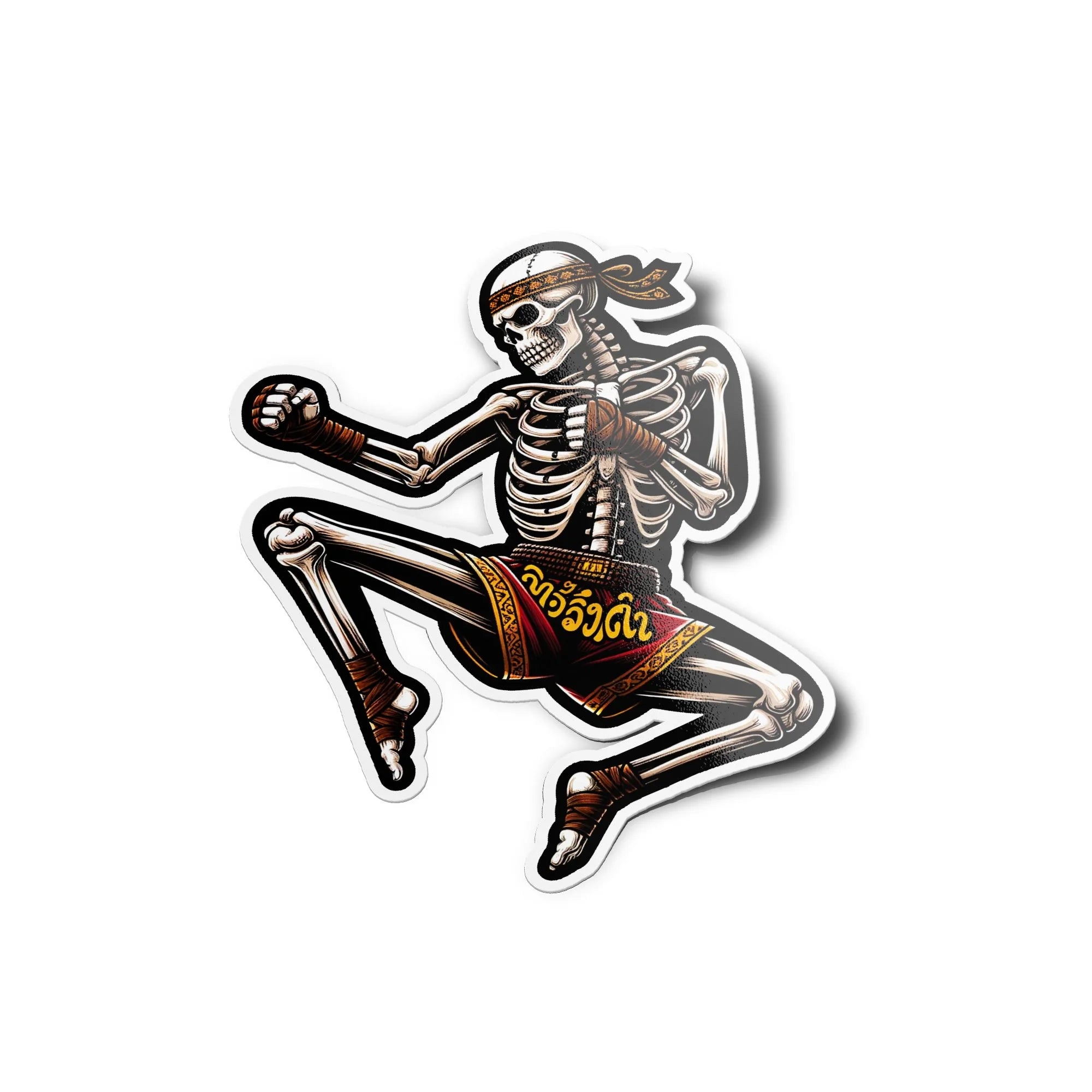 Sticker Vinyle Squelette Muay Thai - Résistant à l'Eau/UV - Kick saut boxing boxe