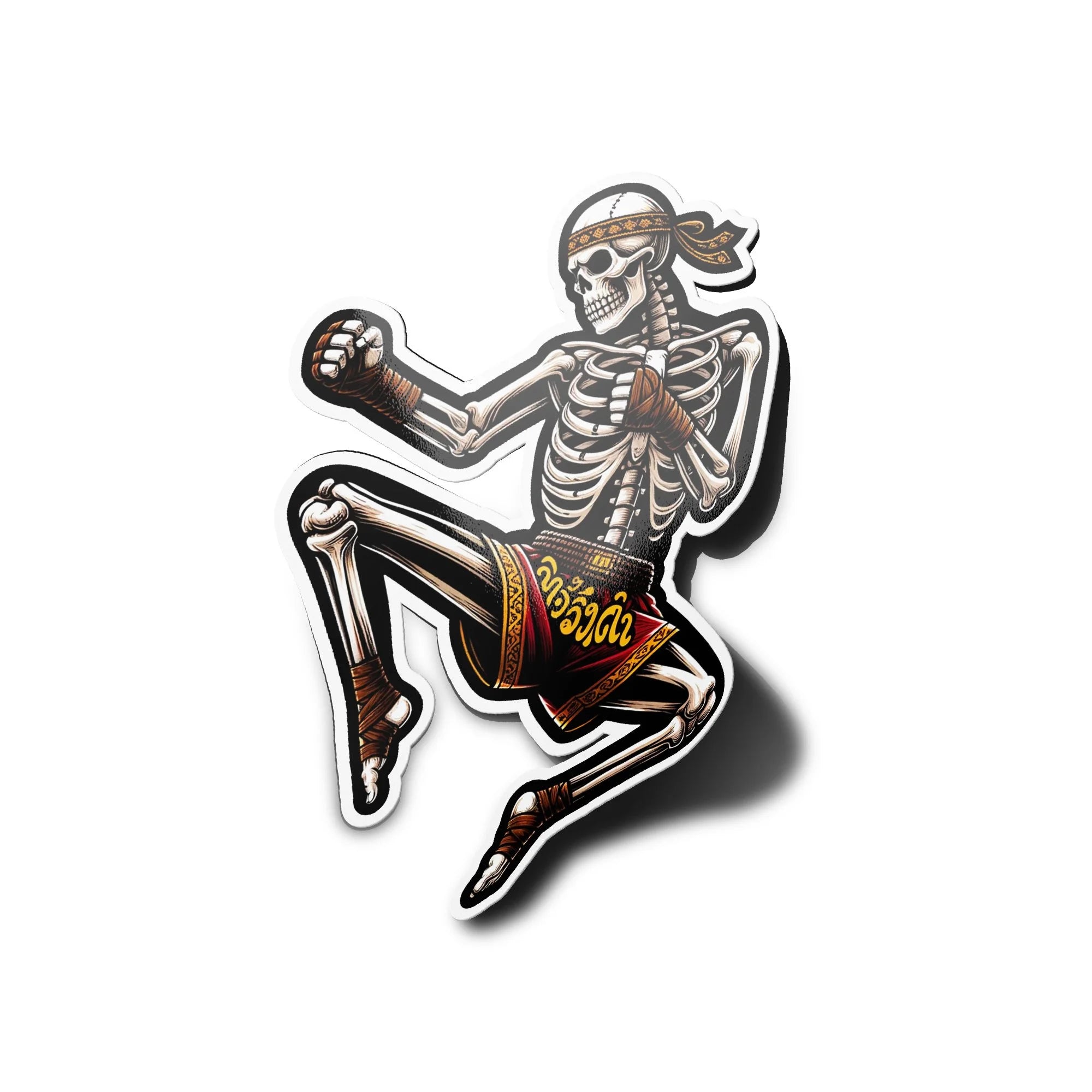 Sticker Vinyle Squelette Muay Thai - Résistant à l'Eau/UV - Kick saut boxing boxe