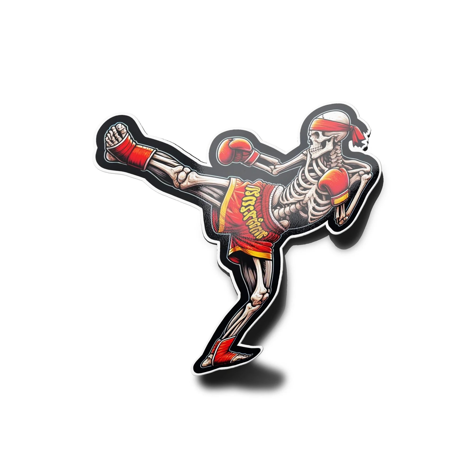 Sticker Vinyle Squelette Muay Thai - Résistant à l'Eau/UV - Kick boxing boxe