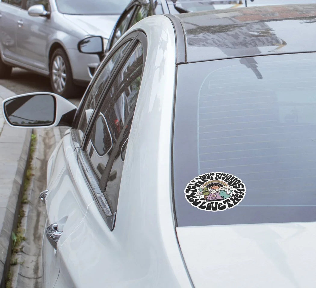 Sticker Vinyle "Tell Your Friends You Love Them" - Motifs Nature et Montagnes, Résistant Eau et UV
