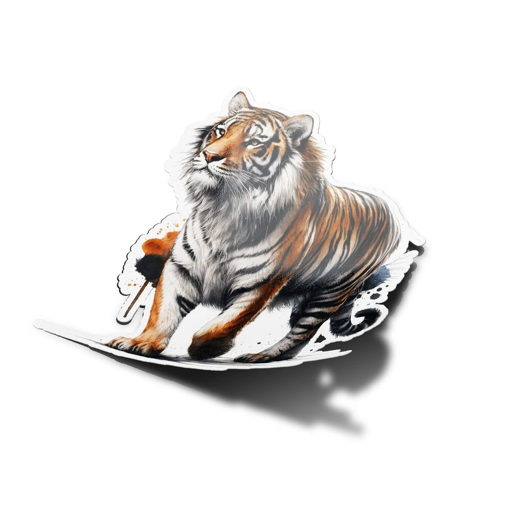 Autocollant Vinyle de Tigre en Aquarelle – Sticker Découpé à la Forme, Imperméable et Résistant aux UV