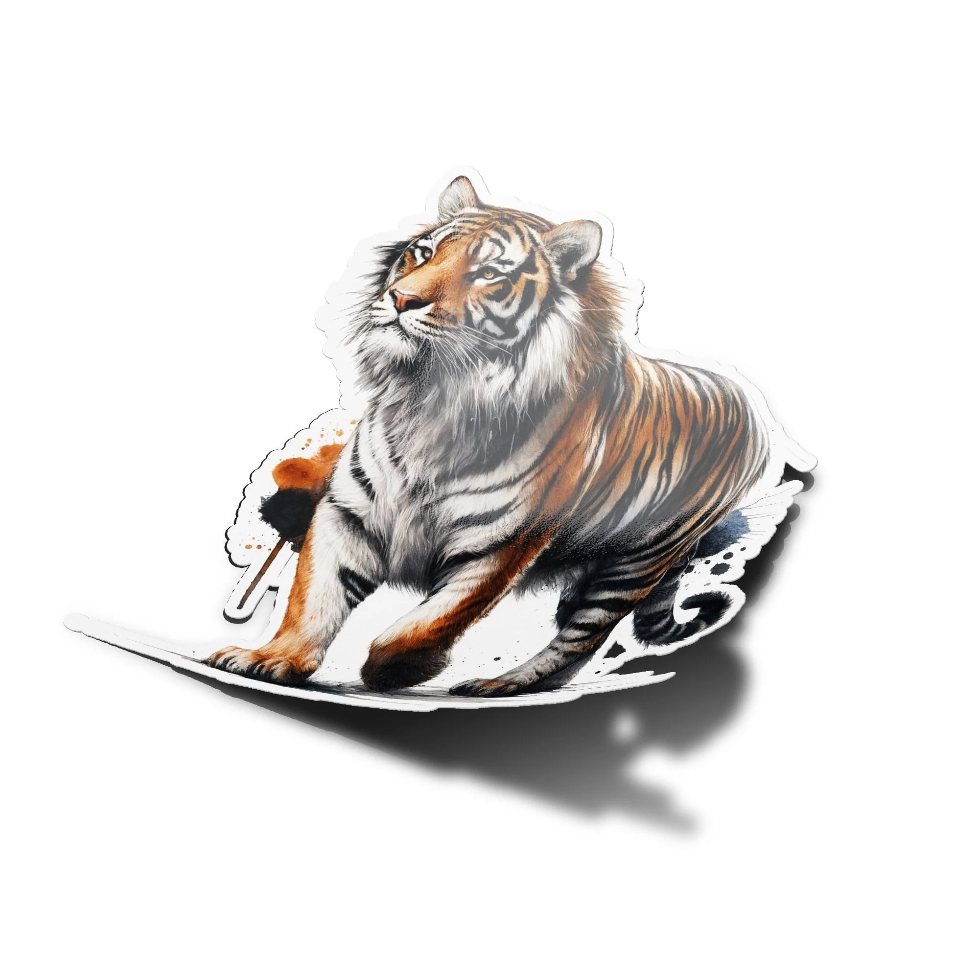 Autocollant Vinyle de Tigre en Aquarelle – Sticker Découpé à la Forme, Imperméable et Résistant aux UV