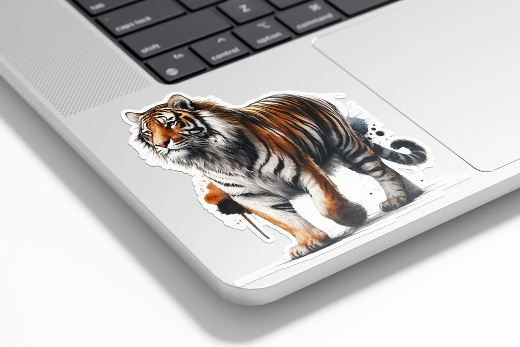 Autocollant Vinyle de Tigre en Aquarelle – Sticker Découpé à la Forme, Imperméable et Résistant aux UV