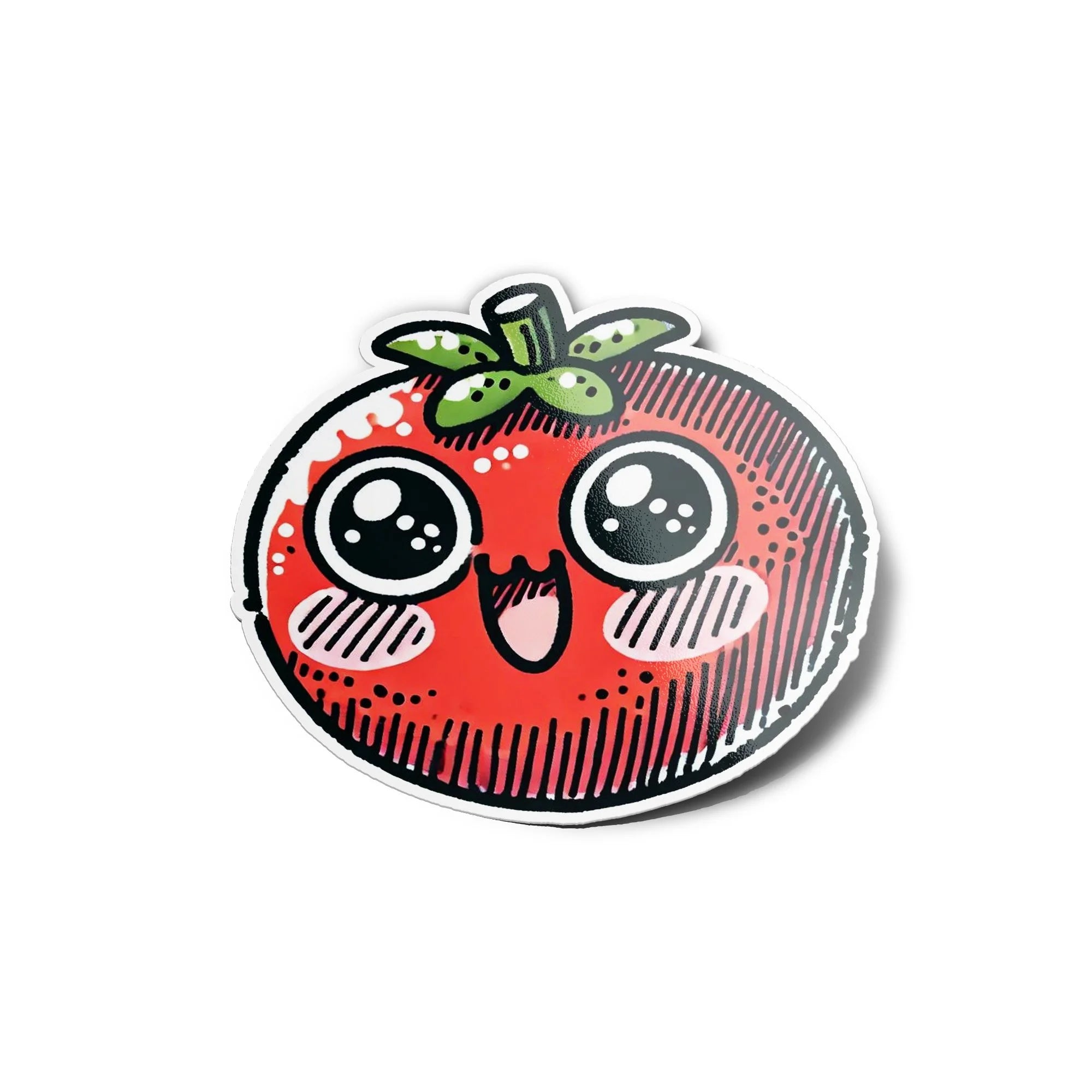 Sticker Vinyle de Qualité - Tomate Kawaii Mignonne - Résistant à l'Eau et aux UV - Autocollant Adorable