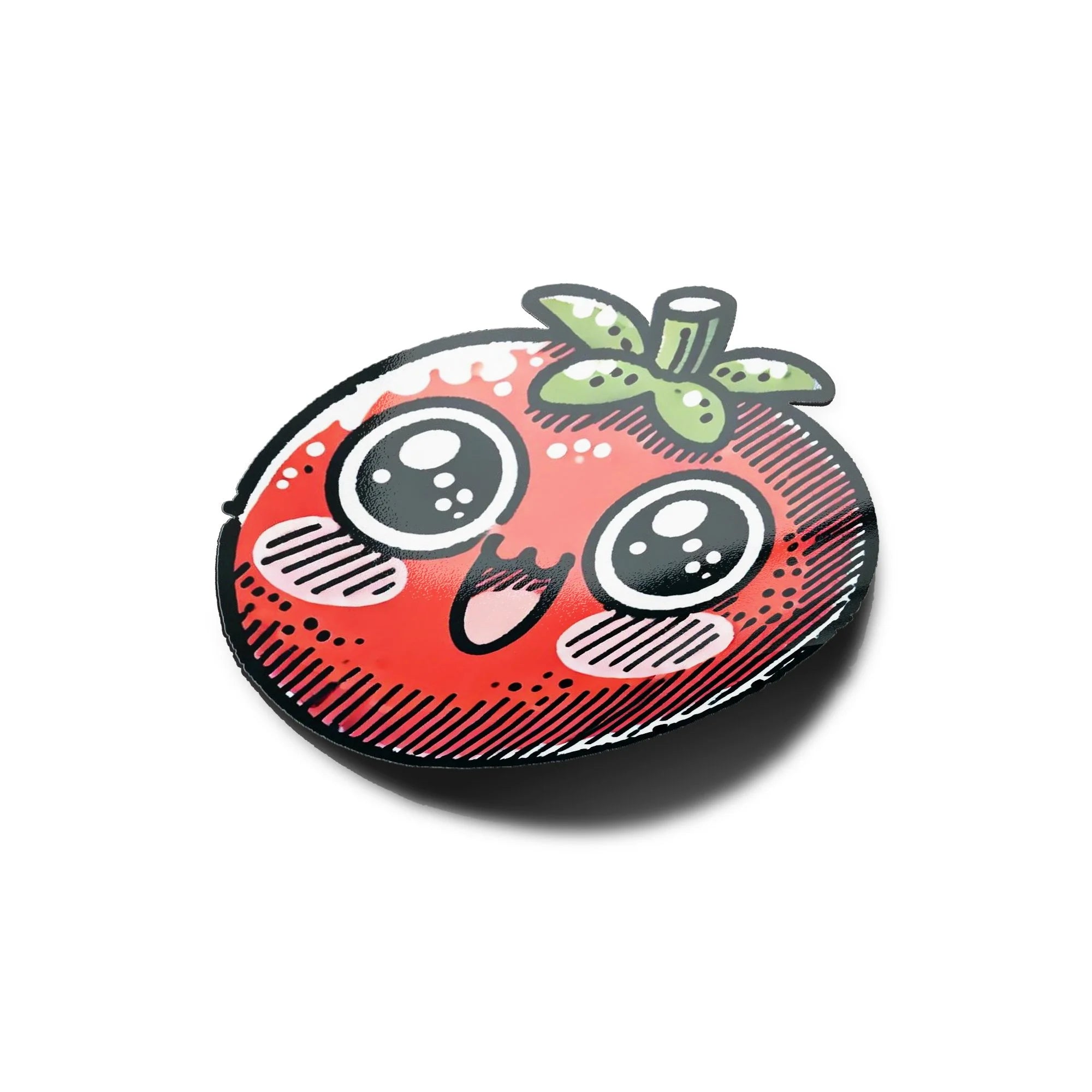 Sticker Vinyle de Qualité - Tomate Kawaii Mignonne - Résistant à l'Eau et aux UV - Autocollant Adorable