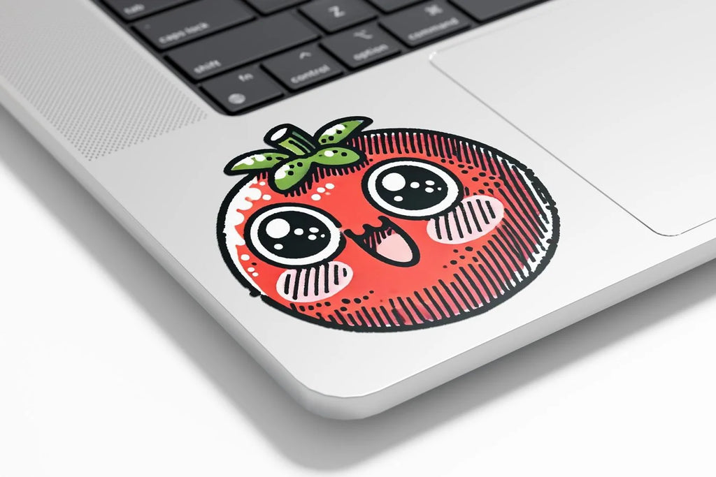 Sticker Vinyle de Qualité - Tomate Kawaii Mignonne - Résistant à l'Eau et aux UV - Autocollant Adorable