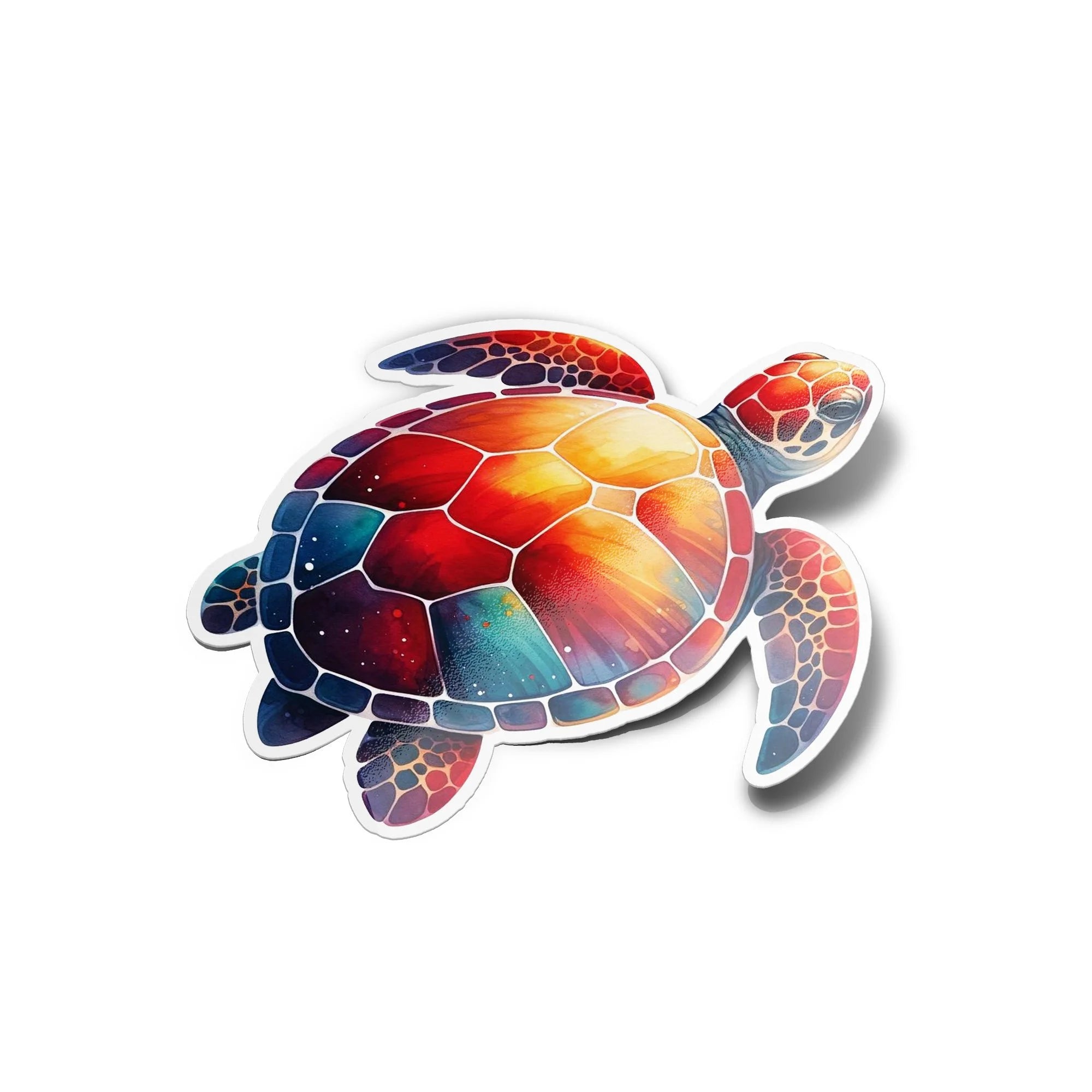 Sticker Tortue de Mer Artistique Aquarelle - Vinyle Résistant Eau & UV - Marine en couleur