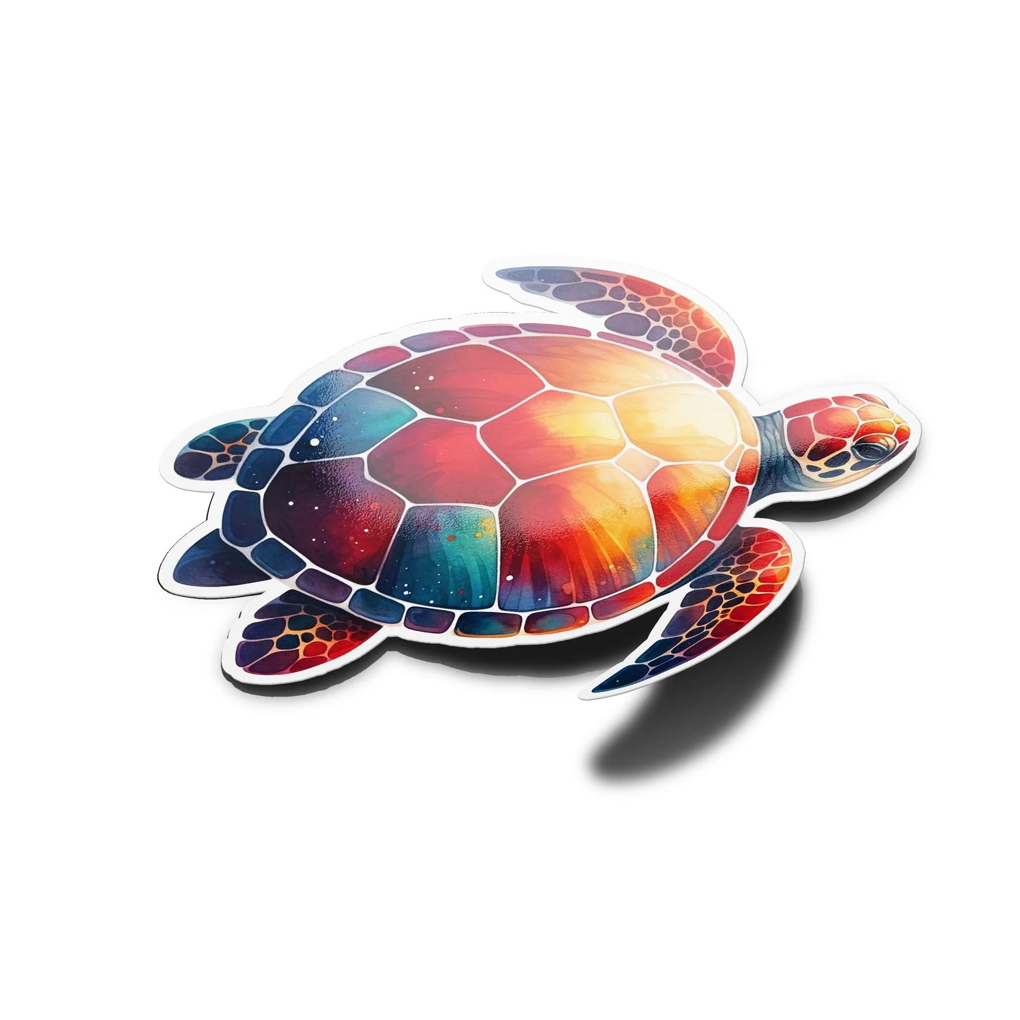 Sticker Tortue de Mer Artistique Aquarelle - Vinyle Résistant Eau & UV - Marine en couleur