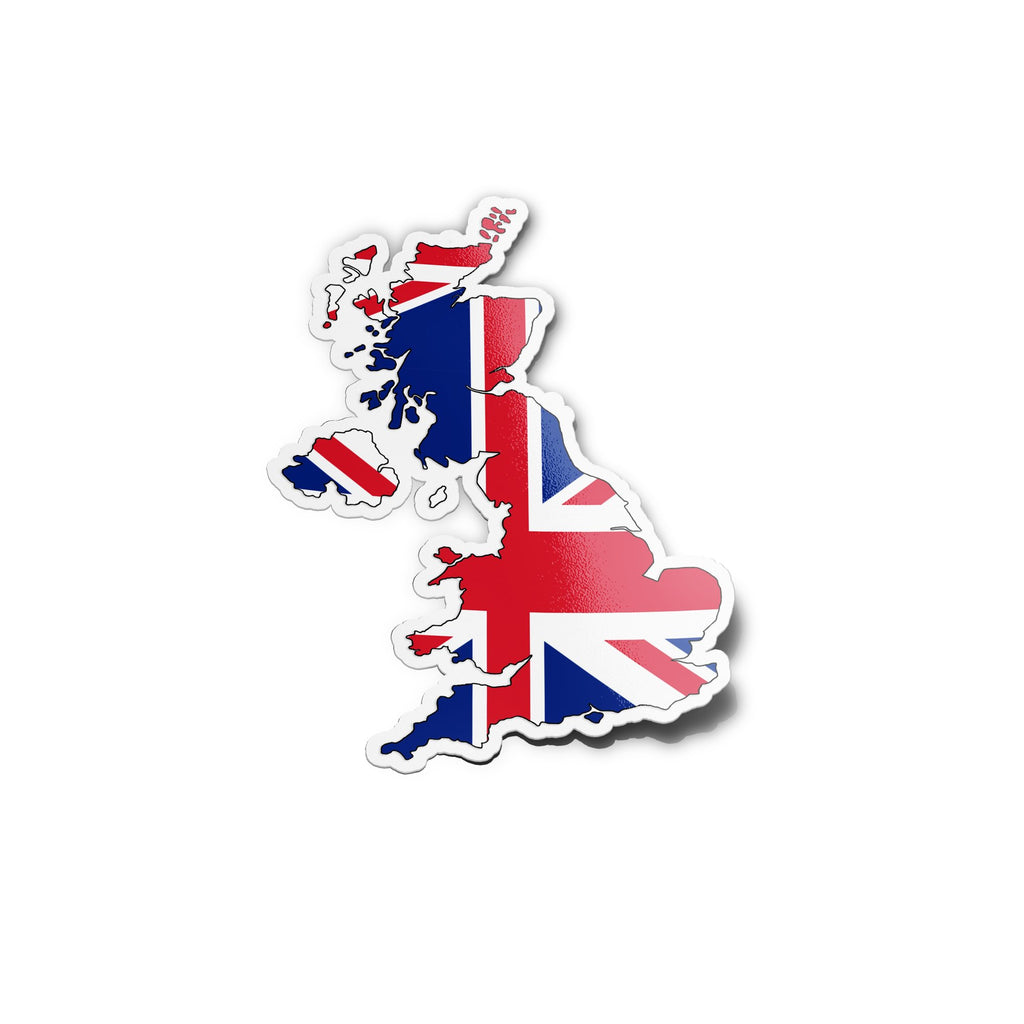 Sticker vinyle carte du Royaume-Uni | Autocollant drapeau britannique bleu rouge blanc | Résistant eau et UV