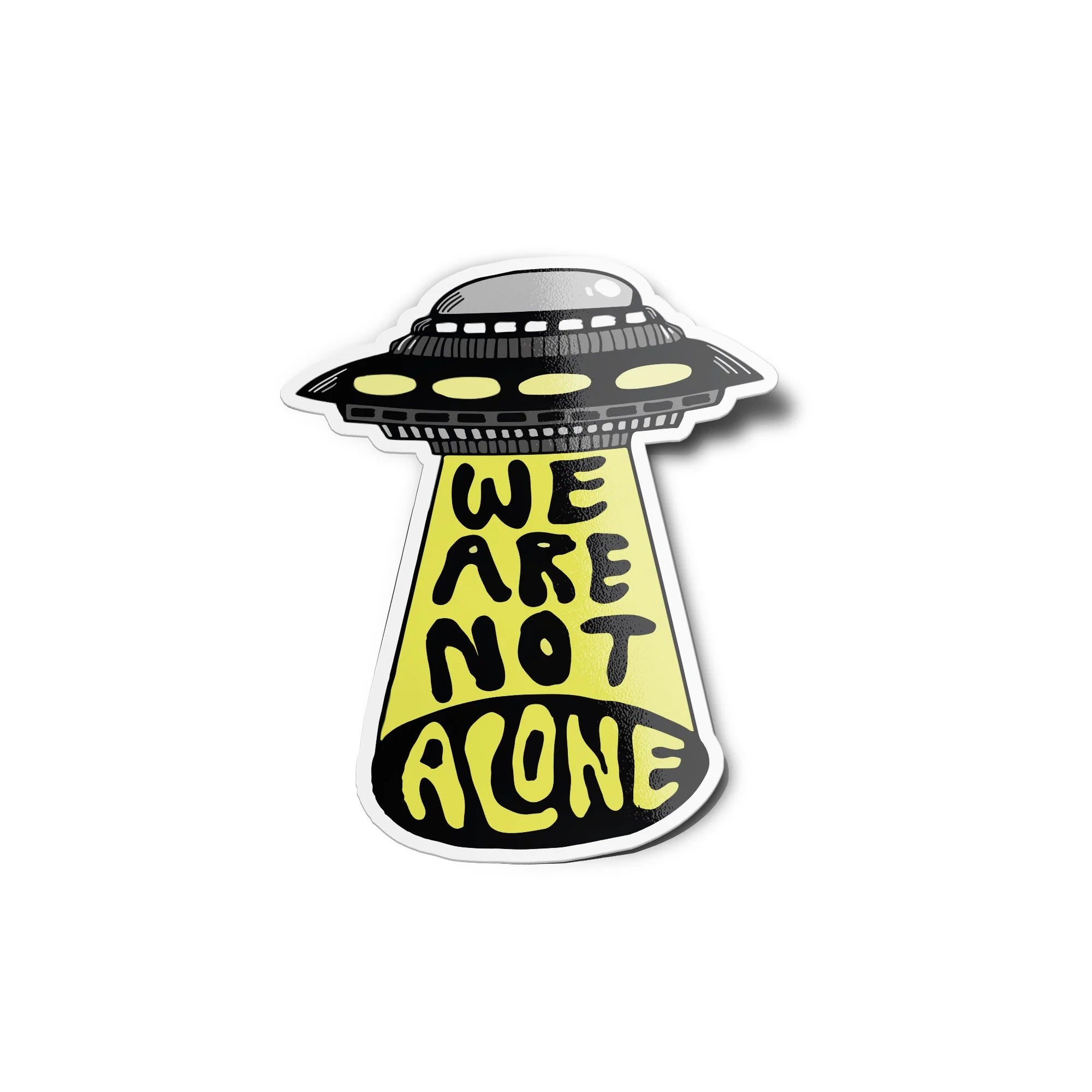 Sticker Vinyle Alien - Soucoupe Volante Extraterrestre 'We Are Not Alone' - Autocollant Résistant Eau & UV