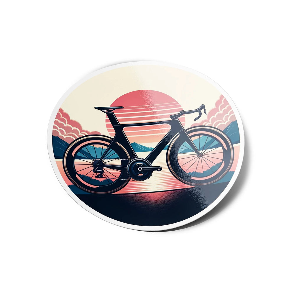 Sticker Vinyle Élégant Vélo de Course Cycliste - Paysage Pastel Résistant Eau/UV