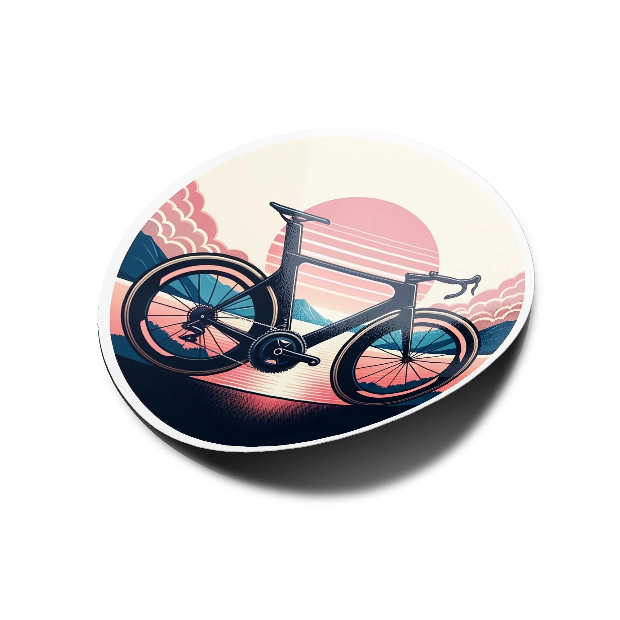 Sticker Vinyle Élégant Vélo de Course Cycliste - Paysage Pastel Résistant Eau/UV