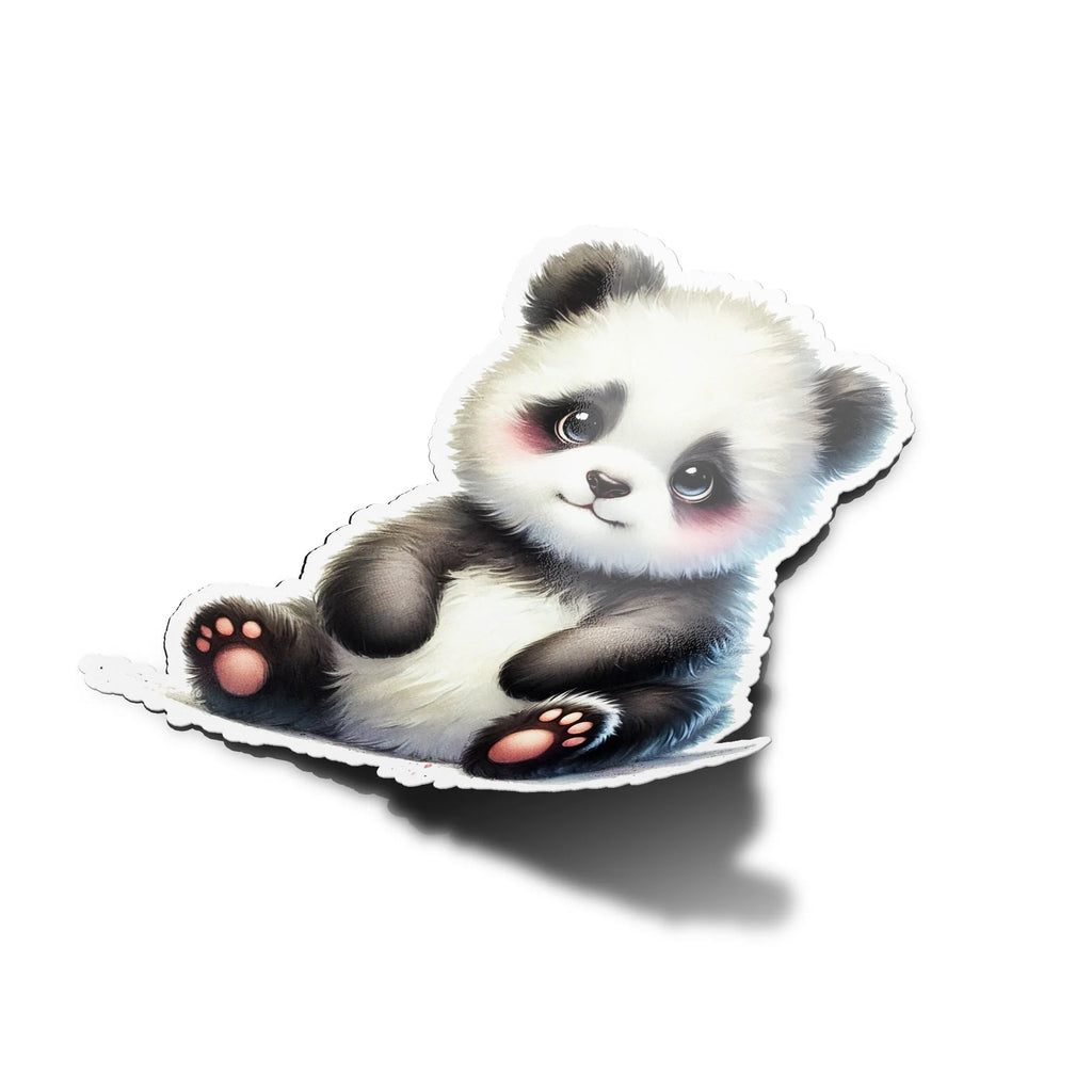 Sticker Vinyle Panda Mignon | Illustration Fluffy | Autocollant Étanche et Résistant aux UV | Découpe Personnalisée