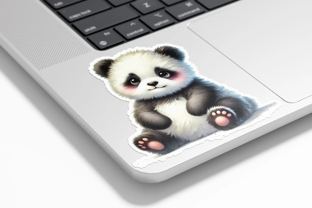Sticker Vinyle Panda Mignon | Illustration Fluffy | Autocollant Étanche et Résistant aux UV | Découpe Personnalisée