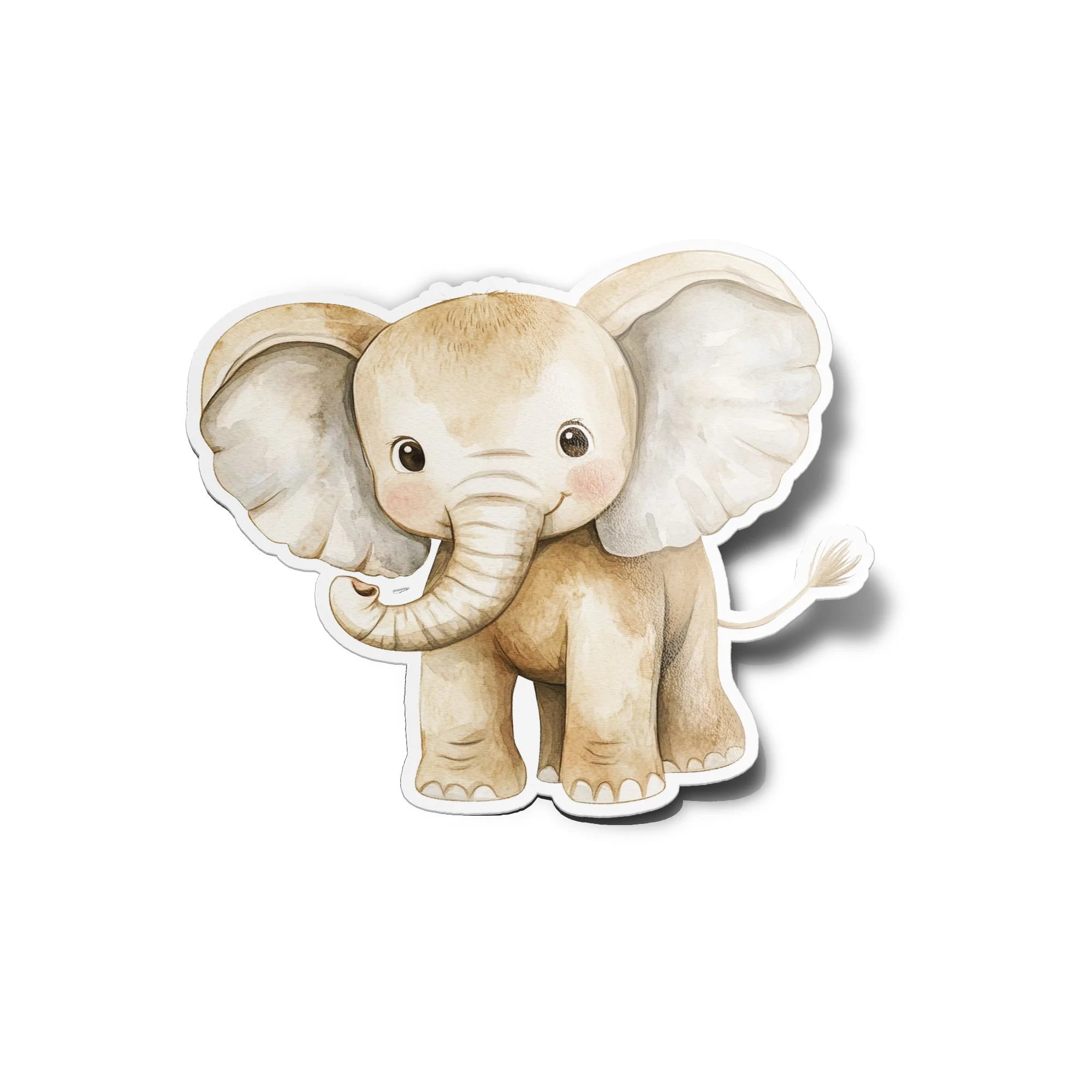 Sticker Bébé Éléphant en Aquarelle – Autocollant Mignon en Vinyle Découpé | Résistant Eau & UV