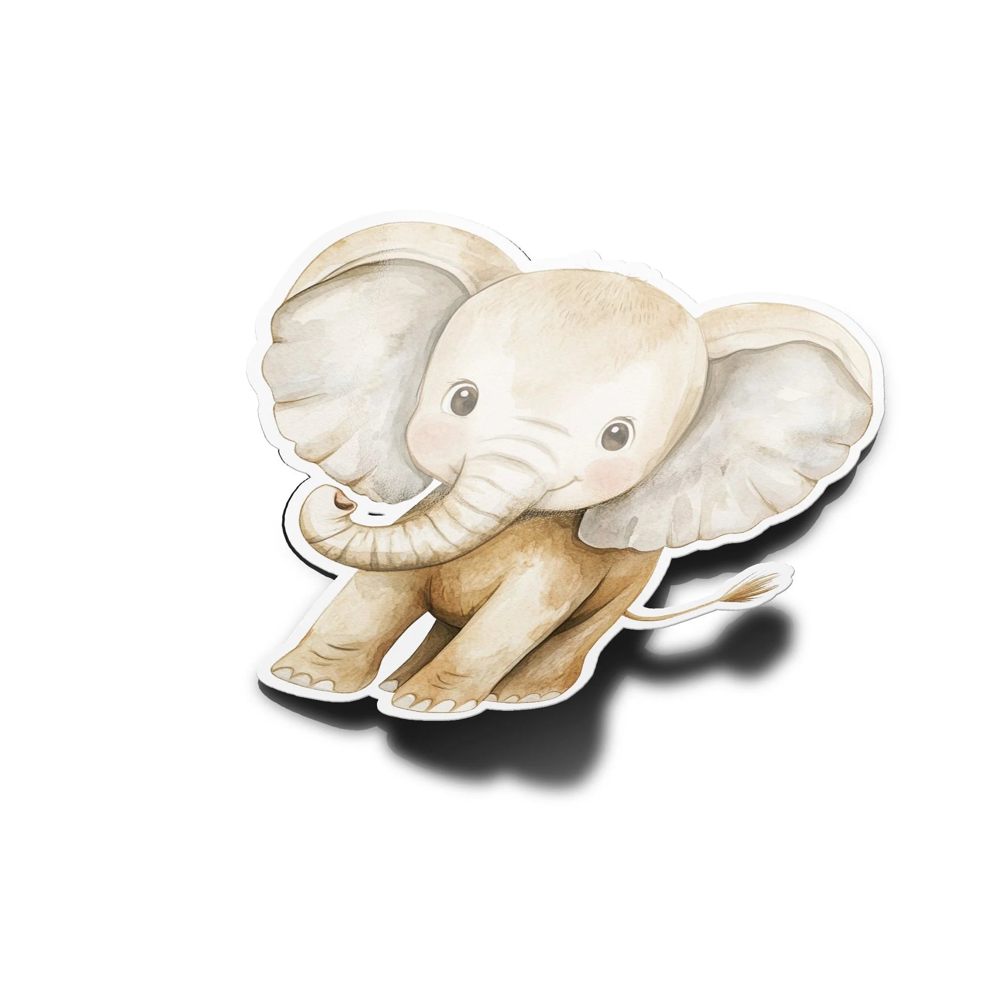 Sticker Bébé Éléphant en Aquarelle – Autocollant Mignon en Vinyle Découpé | Résistant Eau & UV