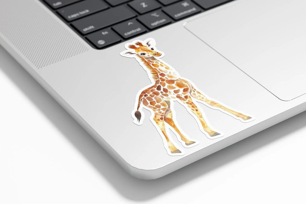 Sticker Girafe Mignonne en Aquarelle – Autocollant Vinyle Découpé Jungle & Savane | Résistant Eau & UV