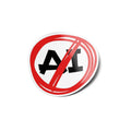 Sticker Vinyle Anti IA « Humain Avant Tout » – Résistant Eau & UV (Découpe à la Forme)