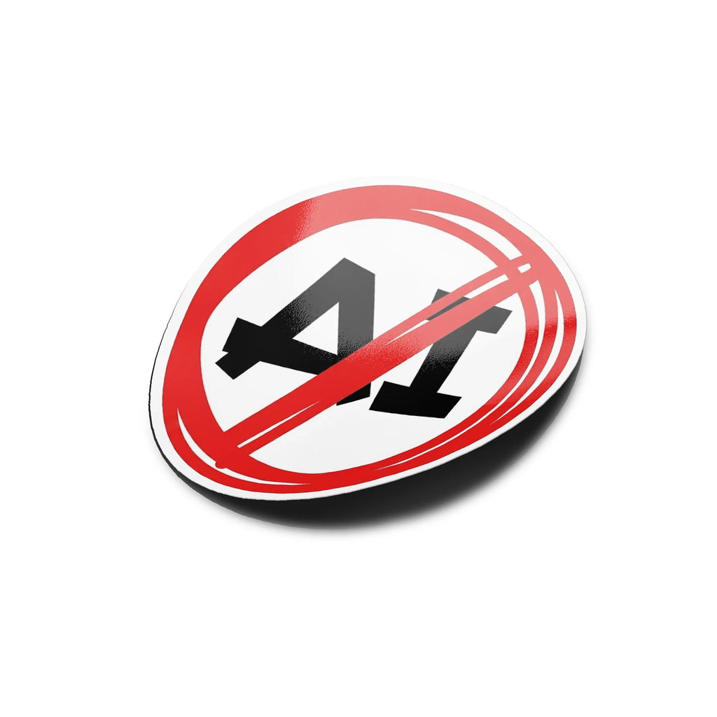 Sticker Vinyle Anti IA « Humain Avant Tout » – Résistant Eau & UV (Découpe à la Forme)
