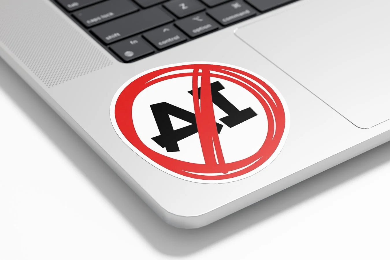 Sticker Vinyle Anti IA « Humain Avant Tout » – Résistant Eau & UV (Découpe à la Forme)