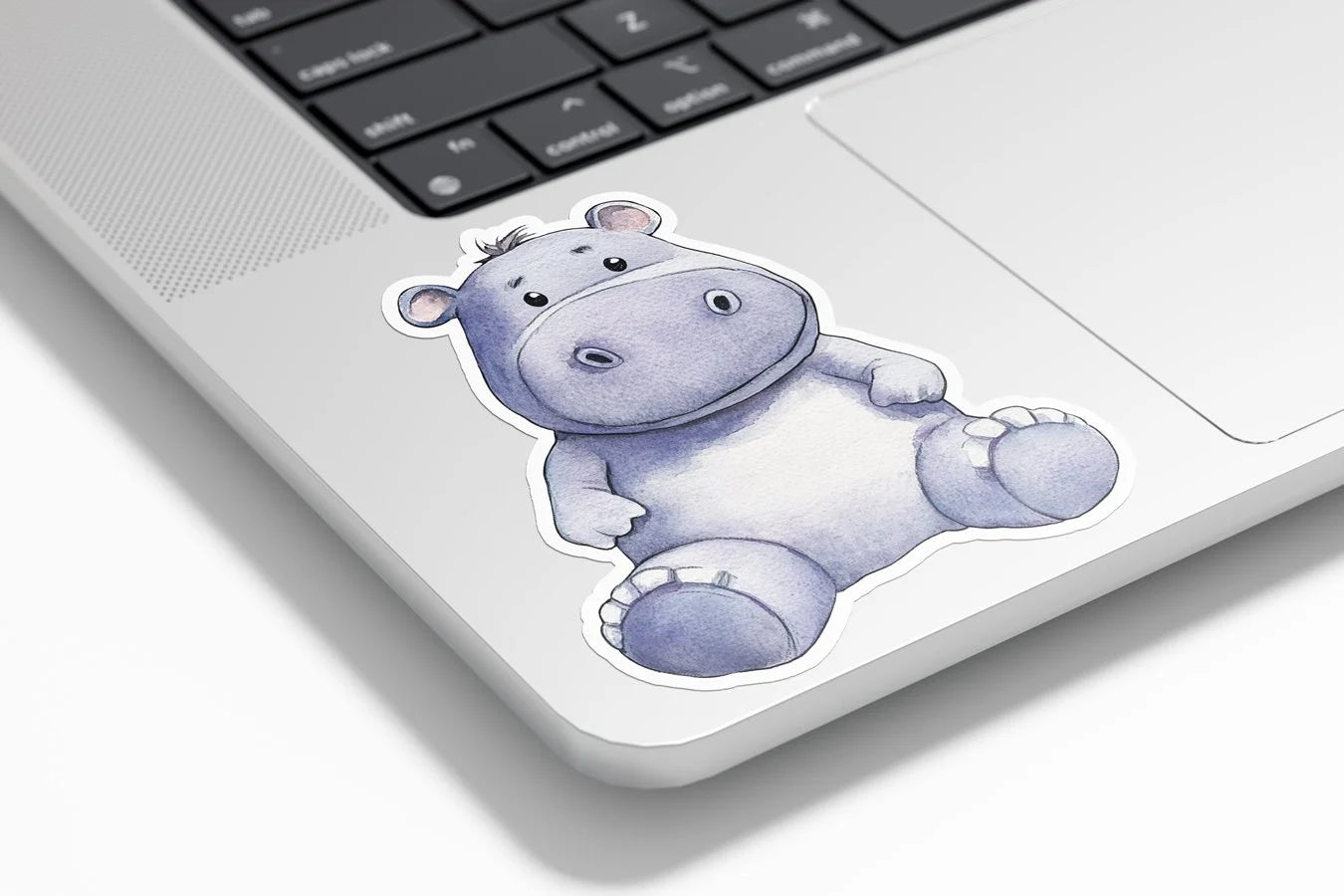 Sticker Vinyle Bébé Hippopotame | Illustration Aquarelle | Autocollant Étanche et Résistant aux UV | Kawaii & Mignon