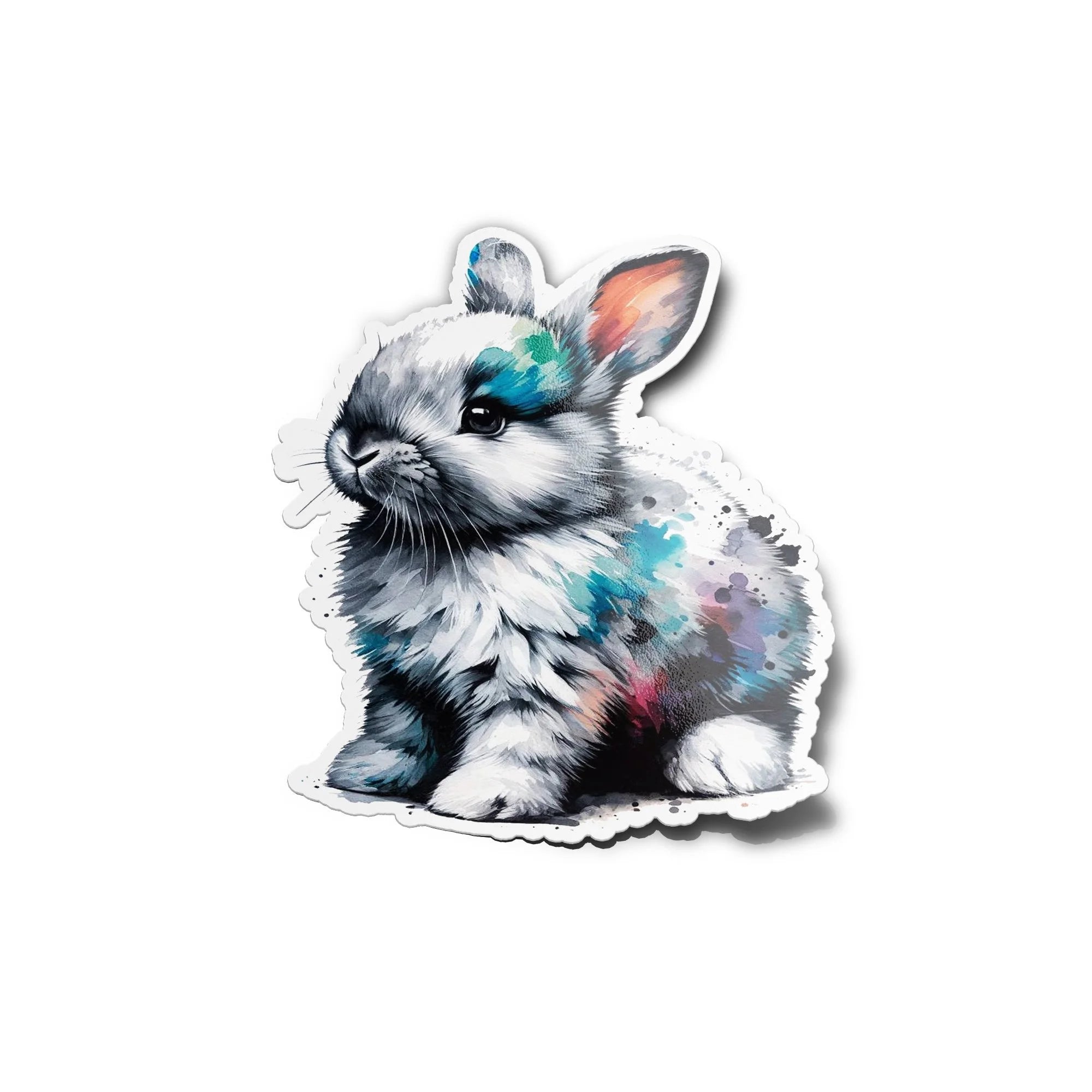 Sticker Vinyle Bébé Lapin – Couleurs Aquarelle, Robuste et Étanche