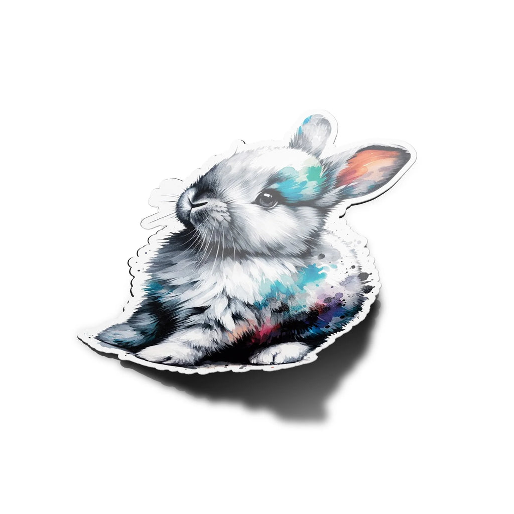 Sticker Vinyle Bébé Lapin – Couleurs Aquarelle, Robuste et Étanche
